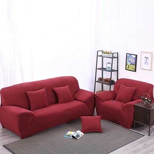 3 Seater High Elasticity Anti-mite Chair Covers Sofa Cover Slipcover Couch (Wine Red)