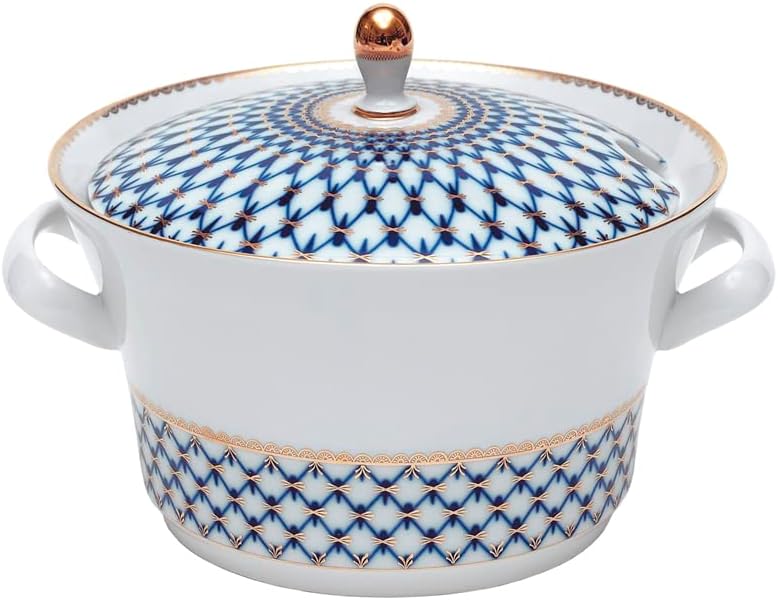 Lomonosov Porcelain Soup Bowl Tureen Cobalt Net 113.3 oz/3350 ml