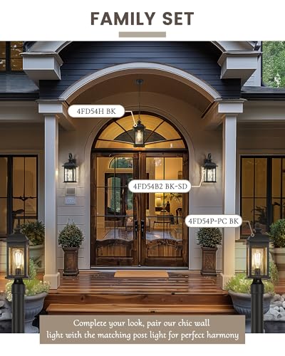 Image of FEMILA 2 Pack Large Outdoor Wall Sconce, 21 inch Exterior Wall Light Fixtures, Anti-Rust Waterproof Porch Lights for Entryway, Patio, Garage, Doorway, Matte Black, 4FD54B2-2PK BK-SD