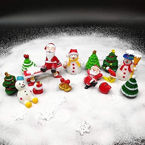 EMiEN 26PCS Christmas Miniature Ornament Set for DIY Winter Fairy Garden Christmas Accessories, Santa Claus, Snowman, Mini Christmas Trees for Cake Decoration Christmas Snowy Village Scene Elements Cover