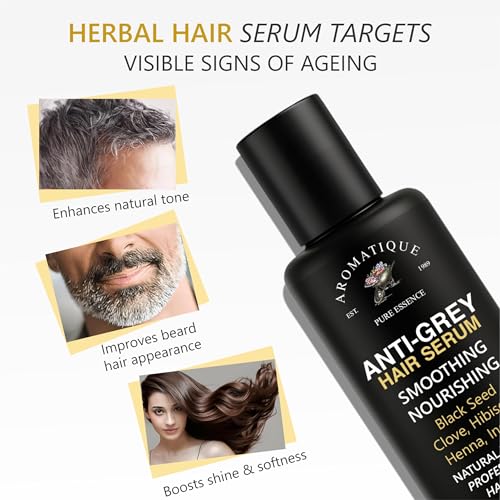 Image of Aromatique Anti Grey Hair Serum Spray - 100ml | Botanical Hair Care Formula to Maintain Natural Hair Color & Strength | Lightweight, Non-Greasy | For Men & Women