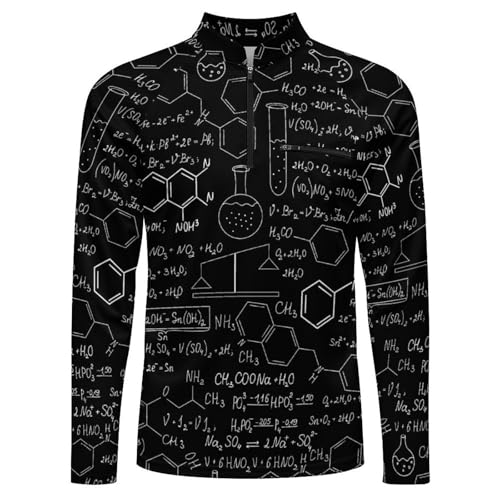 Beautiful Chemical Formula Men's Rash Guard Long Sleeves Quick Dry Fishing Workout Shirts with Zipper White4