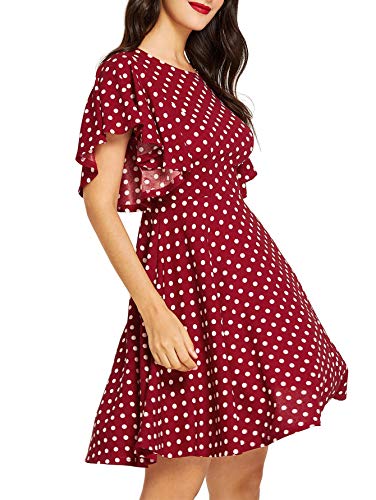Romwe Elegant Polka Dot Dress For Women A Line High Waist Cocktail Dresses Red Xxl #TOP3