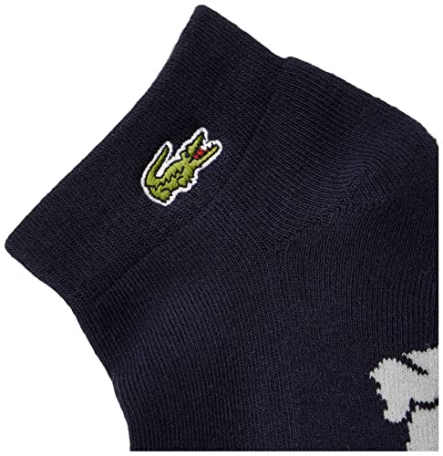 Lacoste Men's Sport Quarter Ped Sock With Croc, Navy Blue/Silver Chine, Large #TOP1