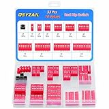 QSYZAIL 53 Pcs Dip Switch with Tact Switch Double Row Red 2.54 mm 1 2 3 4 5 6 7 8 9 10 Position for PCB Circuit Breadboards