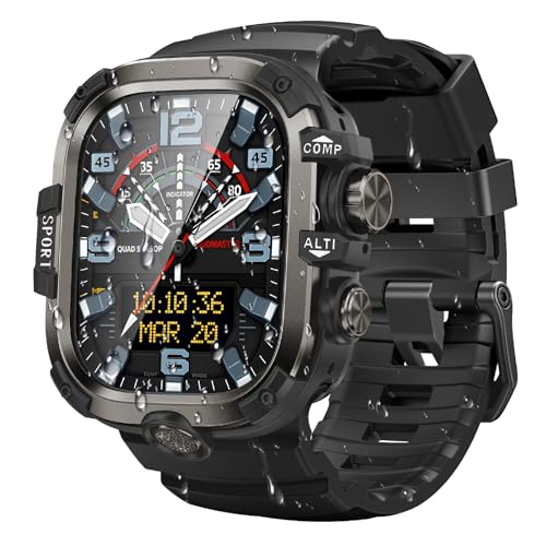 Goton Rugged Case and Band Kit with Screen Protector for Apple Watch 44mm, Compatible with Apple Watch SE 3/SE 2/SE Series 6/5/4, Full Body Shockproof Metal+PC Bumper Cover with Silicone Band, Black