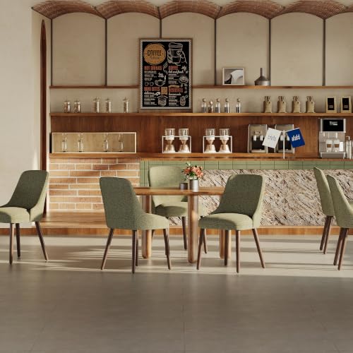 Image of MALOL Upholstered Dining Chairs Set of 4, High-Back Dining Room Chair with Wood Legs, Padded Kitchen Chairs for Dining Room /Restaurant /Cafe, Green