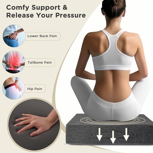 Image of AddGrace Recliner Cushions for Elderly Thick Seat Cushion 20 inchx20 inchx4 inch Chair Pads with Non Slip Backing and Washable Cover for Couch Armchair Chairs Dark Grey