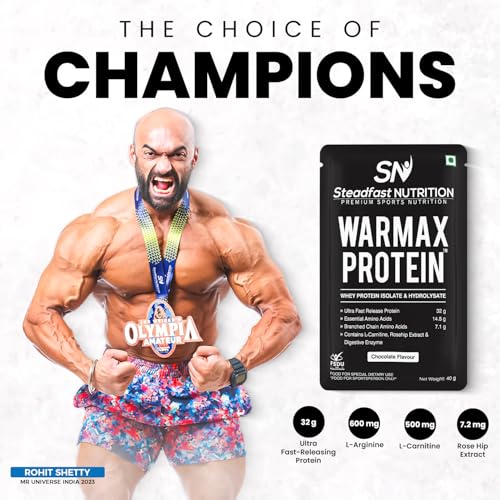 Image of Steadfast Nutrition Warmax Whey Protein Isolate & Hydrolysate Powder 32G Ultra Fast Release Protein (Chocolate 30 Sachets, 1200g)