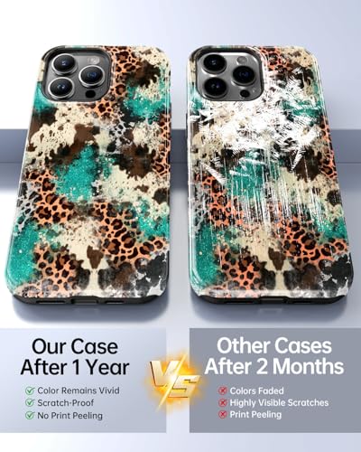 Coque iPhone 15 Pro MagSafe turquoise à motif léopard silicone - 7
