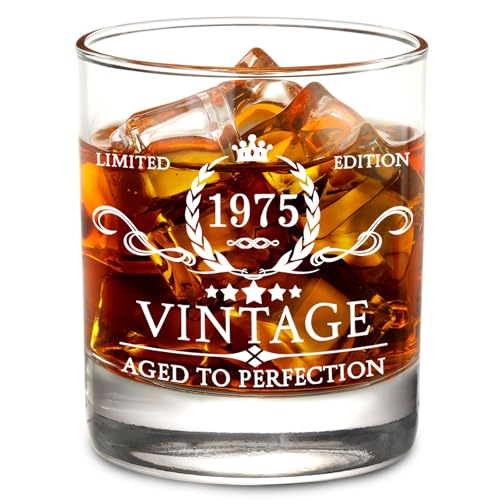 AOZITA 50th Birthday Gifts for Men Whiskey Glass with Delicate Package- 50th Birthday Decorations for Men, Party Supplies - 50th Bday Gifts Ideas for Him, Dad, Husband, Friends - 11oz Whiskey Glass