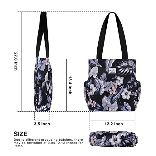 Image of KAMO Floral Tote Bag - Waterproof Lightweight Handbags Travel Shoulder Bag for Hiking Yoga Gym Swimming Travel Beach