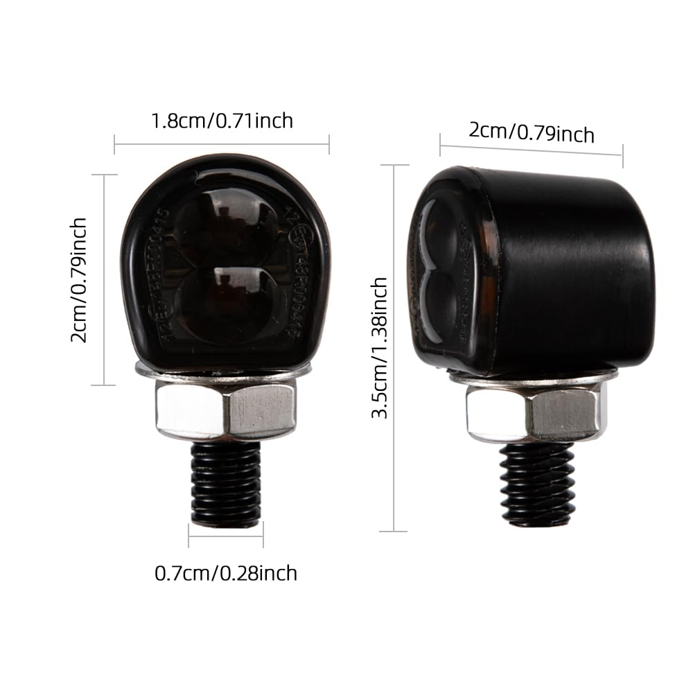Mini LED moto luz indicadora ámbar lado E24 marcador 12V para custom street moto chopper cruiser scooter cafe racer (Negro)