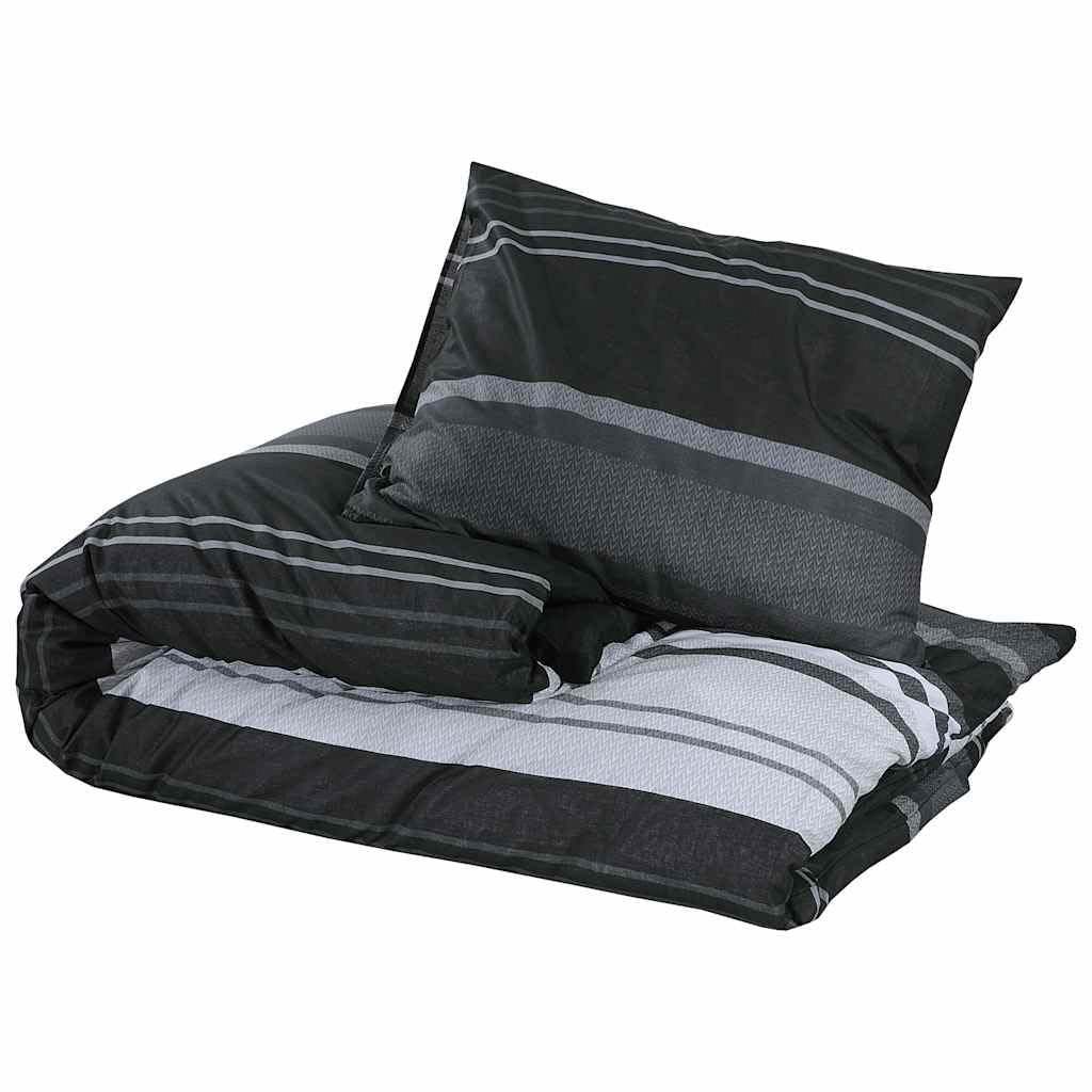 vidaXL Juego de Funda nórdica algodón Negro y Blanco 220x240 cm