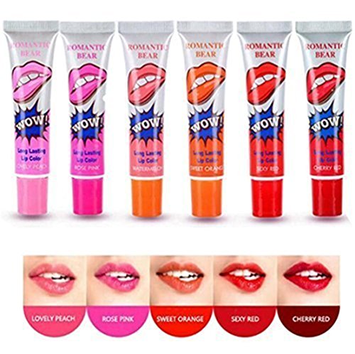 GUAngqi 6 Colors Tattoo Magic Color Peel Off Mask Tint Long Lasting Waterproof Lip Gloss