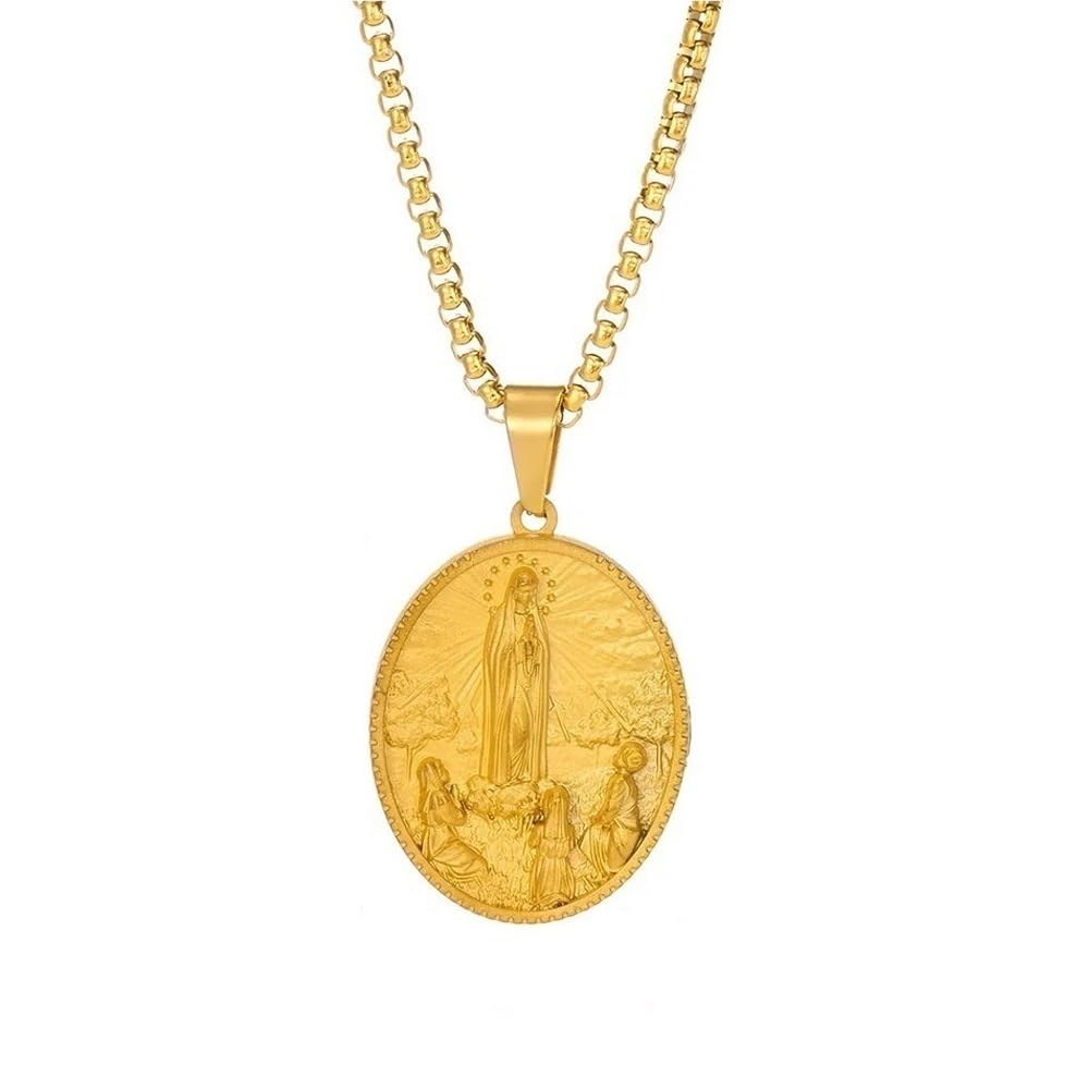 DYFUHO Médaille Vierge Marie Cadena Virgen De Mary Salut Évangélisation Collier,Collier Médaillon Miraculeux