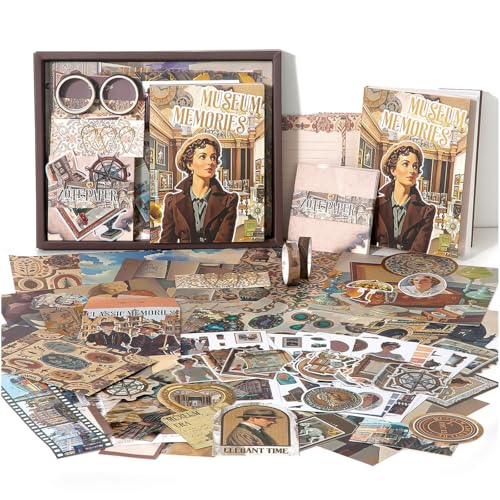 Image of RANDEN Museum Journaling Kit, 346PCS Vintage Scrapbook & Stationery Set with Aesthetic Stickers, Ephemera Pack and Journal Supplies for Bullet Journals, Planners, Albums & Creative Crafts (Museum)