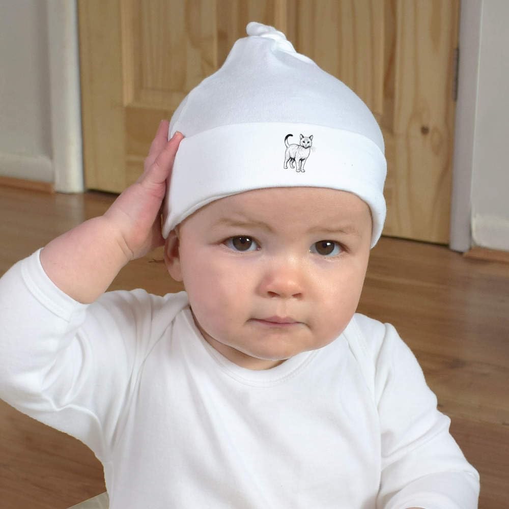 Azeeda 'Australian Mist Cat' Baby Beanie Hat (BH00041101) White