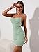 KUTUMAI Women's Ruched Bodycon Mini Dress Summer Spaghetti Strap Party Club Dresses Sage XS