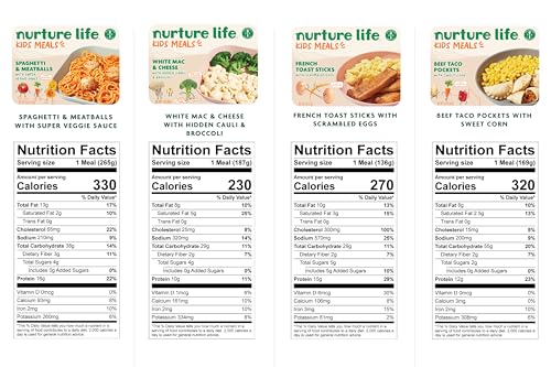 Image of Nurture Life Kids Meals, Healthy Toddler, Kid & Baby Food 4 Meal Variety Pack, White Mac and Cheese, Beef Taco Pockets, Freshly Made Organic Focus, Ready to Eat Meals & Snacks, Refrigerated Delivery