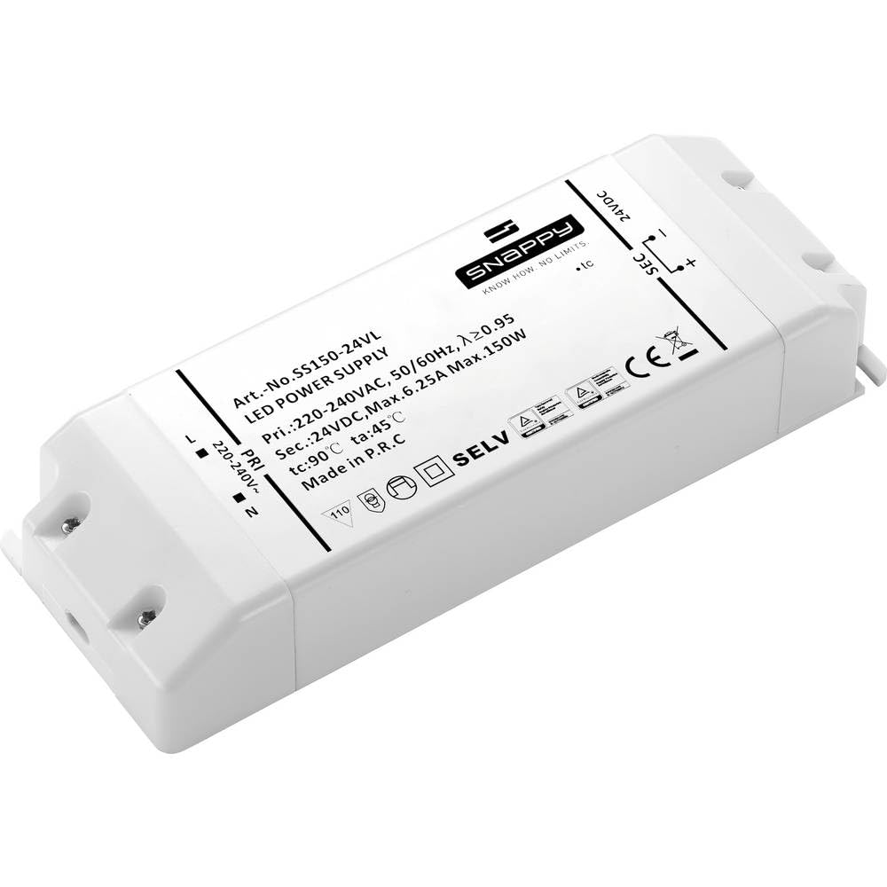 Dehner Elektronik SS 150-24VL - Controlador LED (50 W, 6,25 mA, 24 V, CC, protección contra sobrecarga, sobretensión, 1 pieza)