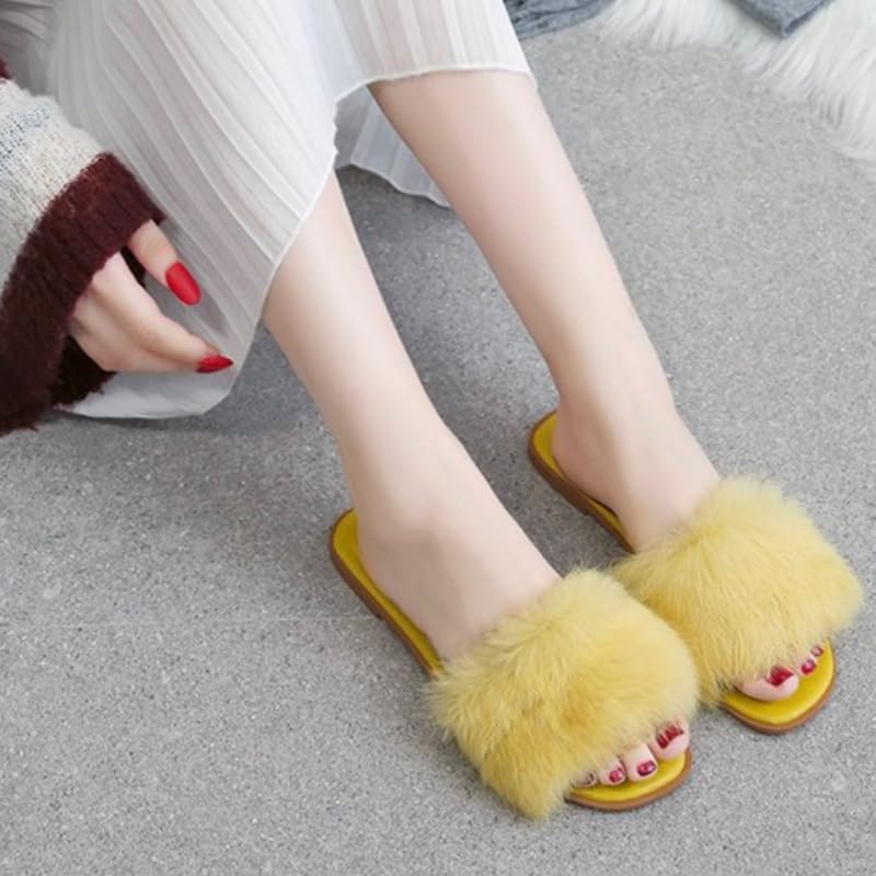 Women's Fashion Flat-Bottom Faux Fur Slippers - Autumn/Winter Warm Casual Indoor-Outdoor Shoes2