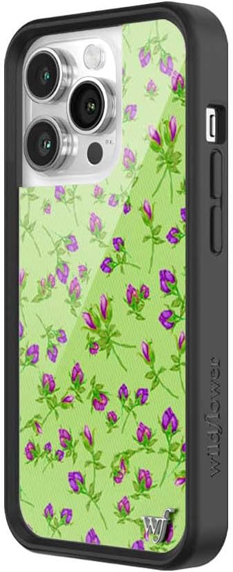 Wildflower Cases - Compatible with iPhone 14 Pro | Protective Black Bumper, 6.5ft Drop Test Certified, Women Owned Small Business | Spots Aesthetic Trendy Cute | Polka Dot - Brown & Blue