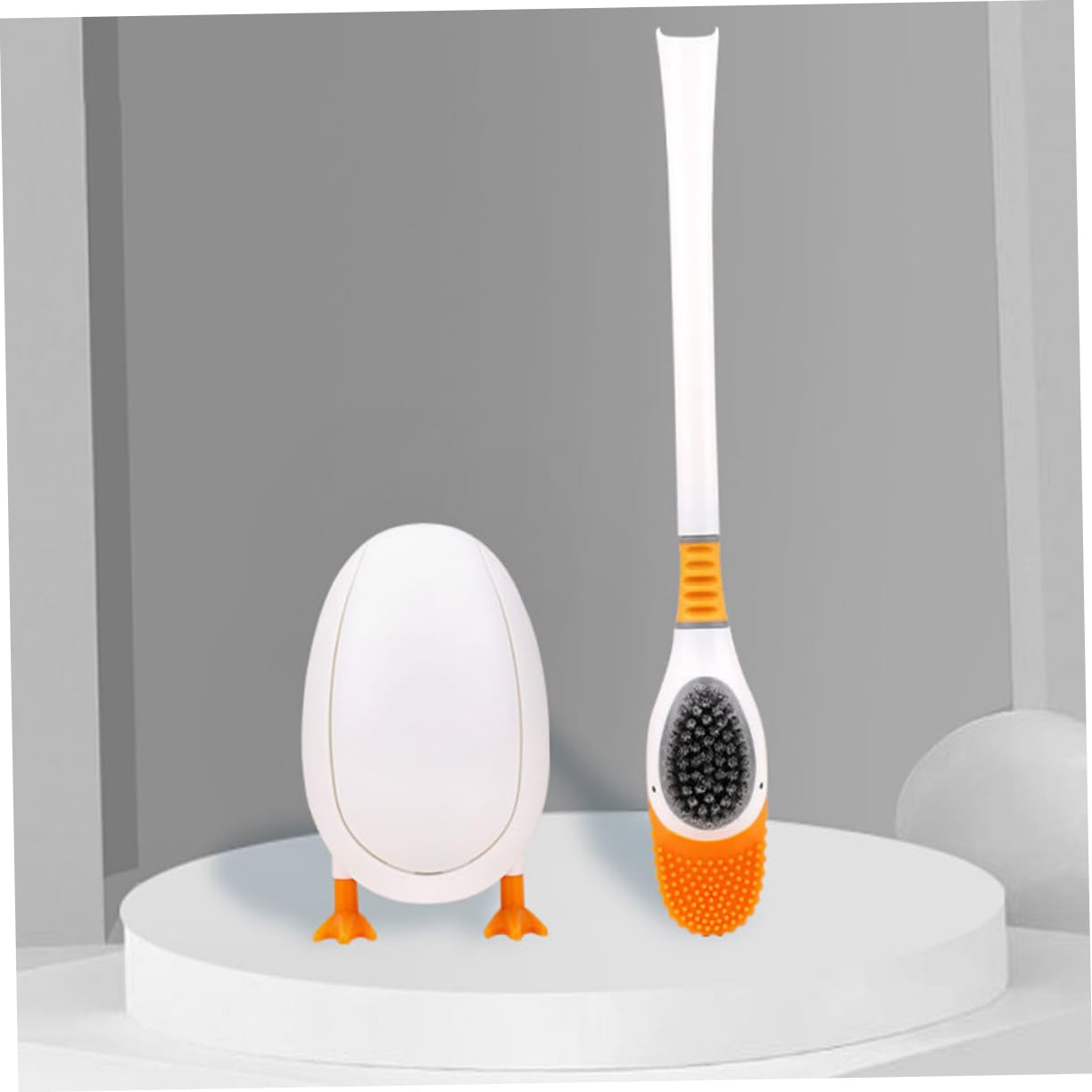 ULTECHNOVO 2 Juegos Cepillo de Inodoro Silicona con Soporte Estable Cerdas Suaves Antirrayas Mango Ergonómico para Limpieza Baño Hogar Oficina y Dormitorios Diseño Pato Moderno