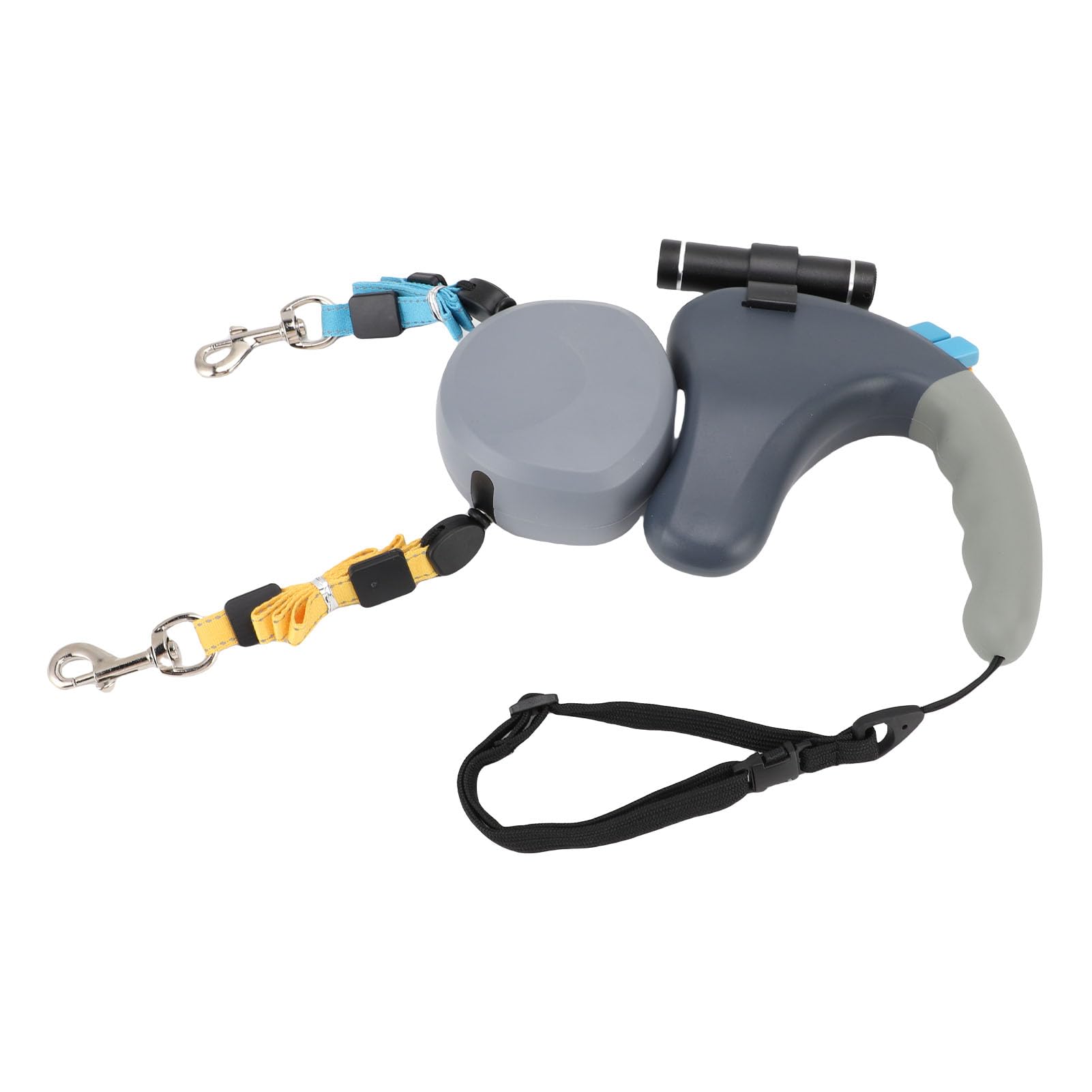 Fabater Laisse Rétractable pour 2 Chiens, Double Tête pour Deux Chiens, Lumière LED, Poignée Ergonomique Absorbant Les Chocs de, Rotation à 360°, Conception de Contrôle Indépendante sans (Gray)