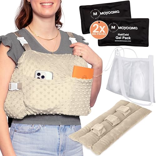 MOYOAMA Post Mastectomy Pillow – Hands-Free Protection with Secure Strap & Easy-Clean Washable Cover Breast Surgery Must Haves,Breast Reduction Recovery Supplies,Breast Augmentation, Sandstone Beige