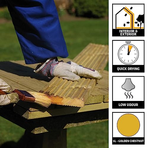 Everbuild Wood Preserver – Interior And Exterior Use – Low Odour – Quick Drying – Long Lasting Protection – Golden Chestnut – 5 Litres 2 Everbuild Wood Preserver – Interior And Exterior Use – Low Odour – Quick Drying – Long Lasting Protection – Golden Chestnut – 5 Litres - Image 2