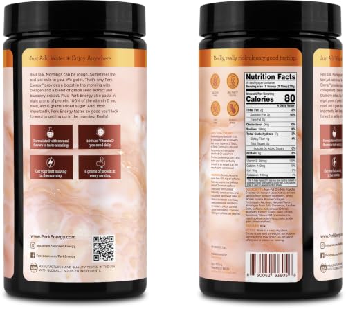 Image of Perk Energy Drink Mix (Horchata) 20 Servings - Caffeinated Healthy Coffee Alternative with Protein, 100mg of Caffeine, Gluten-Free, Soy-Free, Peanut-Free