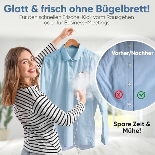 ProfiCare® Dampfglätter | 30 Sek. Aufheizzeit | Steamer Dampfglätter | für Reise und Alltag | 1,90m Kabel | alle Stoffe | bis zu 20 Min. Betriebszeit | Reisebügeleisen | Dampfbürste | PC DG 3124