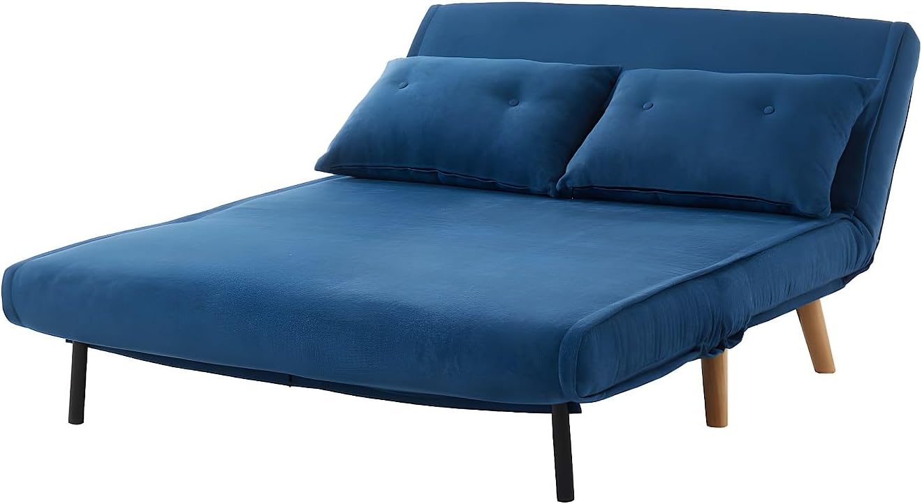 Vente-unique Valerio 2-Seater Convertible Sofa fully converted into a flat bed.