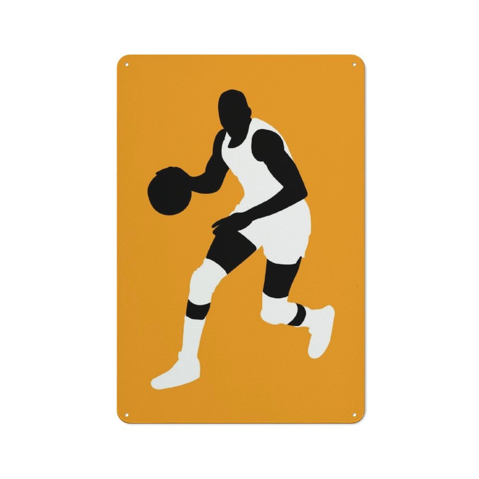 Minimalist Basketball Metal Wall Plaque for Halloween Party Room, Bar, Hallway Or Kitchen, Seasonal Gift for Friends And Spooky Decor Lovers, 30x20cm