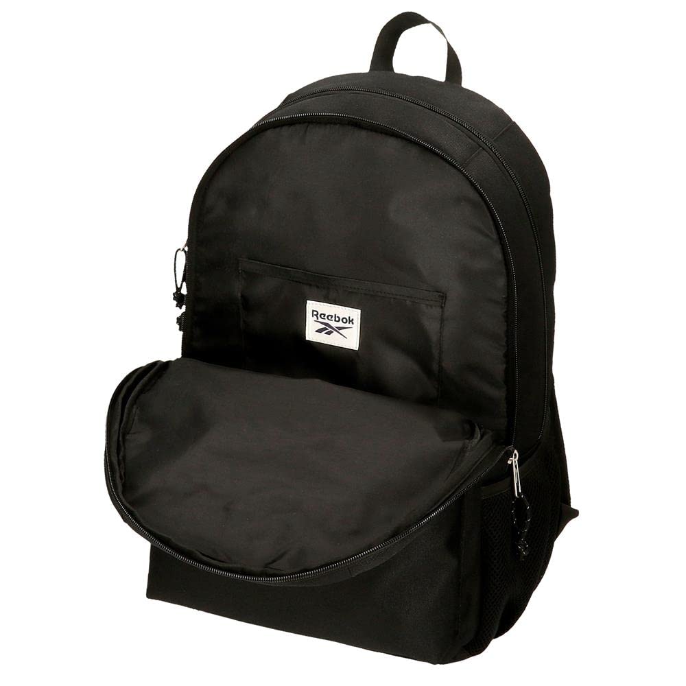 Reebok Boston Sac à Dos Scolaire Double Compartiment Noir 31x44x15 cms Polyester 20,46L