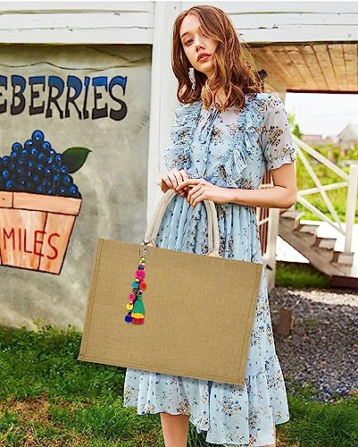 Image of Hibala Woven Large Beach Bag Straw Beach Tote Handmade Weaving Shoulder Tassel Bag Handbag