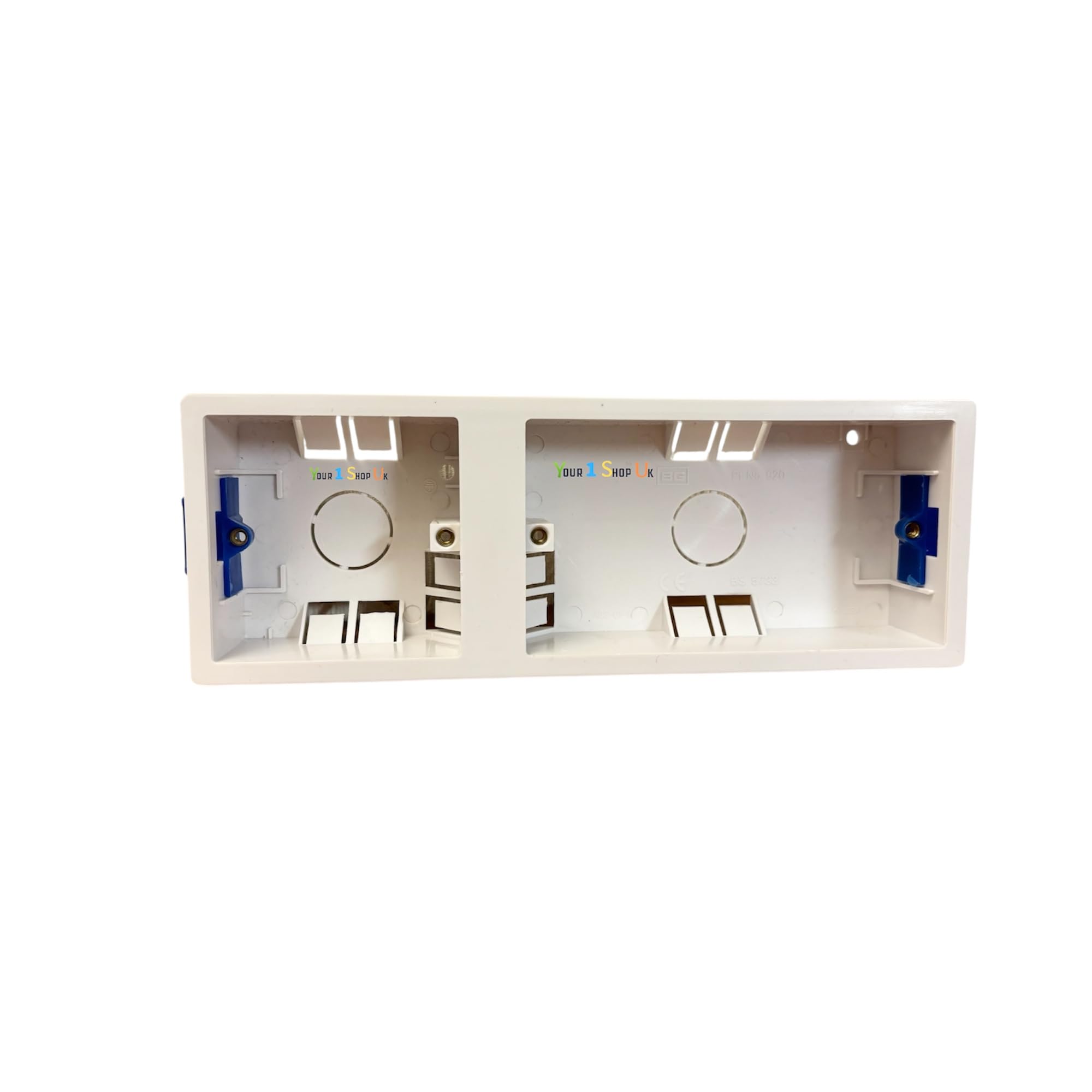 35mm Dual Dry Lining Box 1 Gang + 2 Gang PVC Chemical Resistant Cavity Walls & Plasterboard 1g +2g Plastic Single Dry Lining Switch Recessed Multi Wall Pattress Adjustable Lugs - 1 Back Box Pattress
