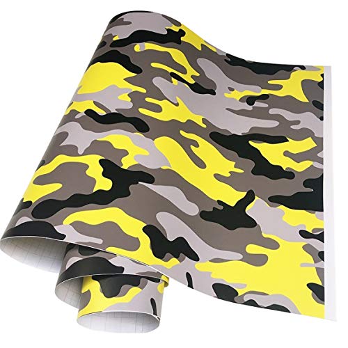 Film vinyle camouflage jaune 50x500cm autocollant pour habillage de voiture et moto