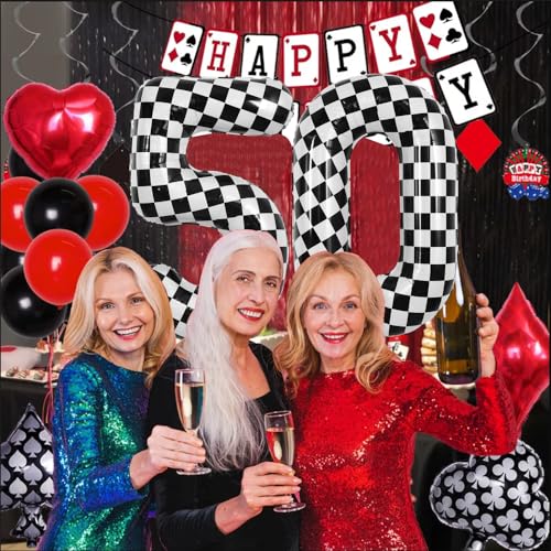 Image of TONIFUL 40 Inch Large Checkered Number 5 Balloon 5th Birthday Decorations