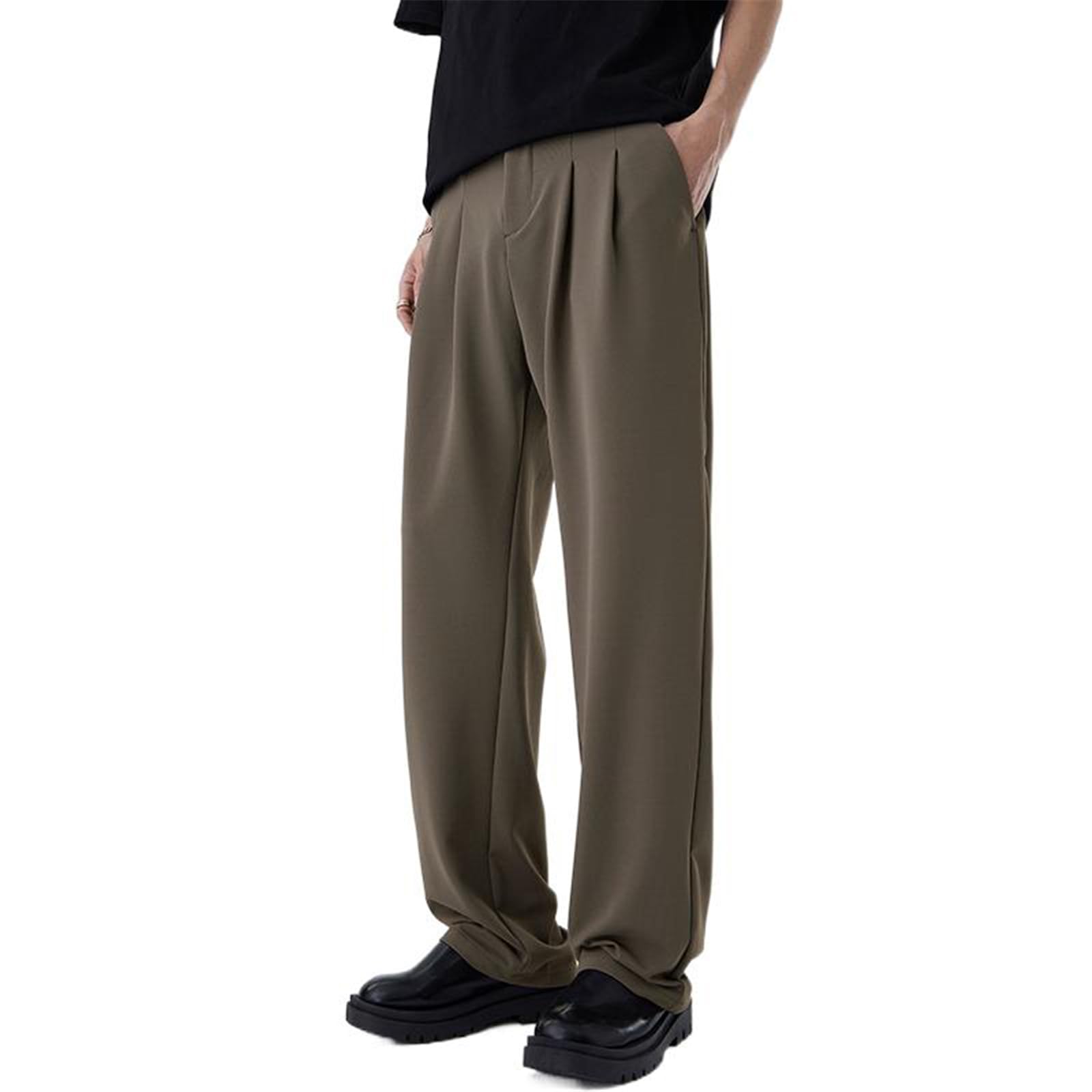 Mens Suits Pants Casual Spring Fall Korean Style Loose Straight Leg Dress Pants for Men