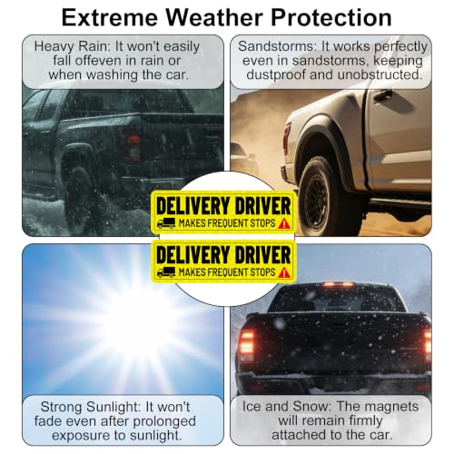 Image of 4pcs Delivery Driver Car Magnet Signs Reflective Decal (2 Design)