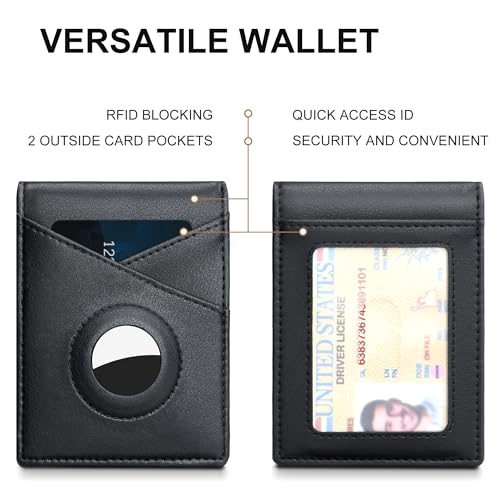 Image of Suncat Slim Airtag Wallet for Men Card Holder RFID Wallet with Money Clip | Minimalist Bifold Design, Large Capacity, RFID-Blocking, 11 Card Holders & 2 ID Window, Gifts for Men
