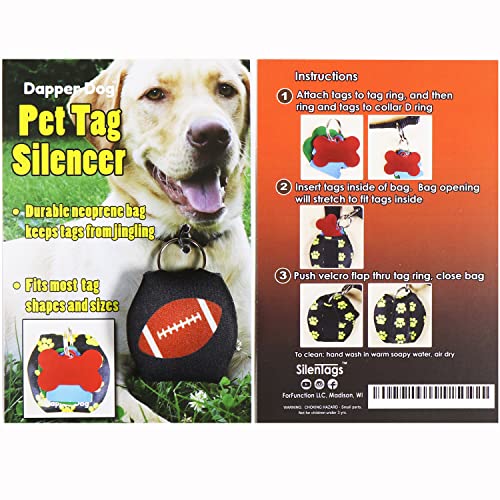 Image of Dapper Dog - Dog Tag Silencer with Tag Ring (Black with Football)