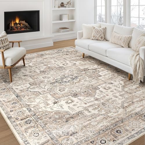 ZUNTKON 8x10 Vintage Tea Brown Rug
