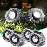 4 Pack Solar Rock Lights Outdoor, Angle Adjustable Solar Lights Outdoor Waterproof, LED Solar Garden Lights, Auto On/Off Landscape Lighting for Yard Pathway Patio Flower Bed - White Glow (Stone Gray)
