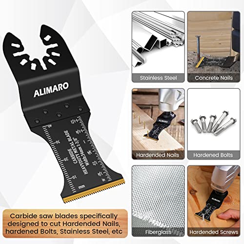 Alimaro 5Pcs Oscillating Multitool Blades, Carbide Oscillating Saw Blade For Hardened Metal, Nails, Bolts, Screws, Multi Tool Blade Kits Universal Quick Release Fit Dewalt Milwaukee Rockwell And Bosch #TOP4