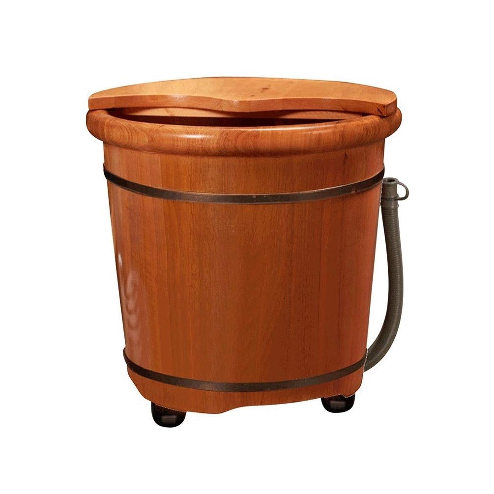 Secchio per pediluvio in legno Secchio in legno per pedicure, vasca idromassaggio per pediluvio con ruota e coperchio, vaschetta per pediluvio per ammollo piedi, secchio per immersione piedi con