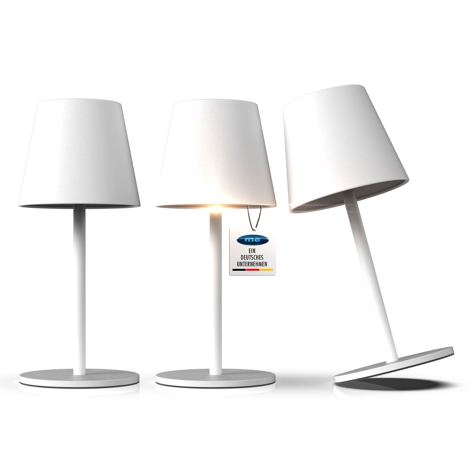 m-e LUNA-80-W, 3er-Set dimmbare kabellose LED Akku-Tischleuchte, 5200mAh, 8-72 Std Leuchtdauer, höhenverstellbar (5 Höhen), Touch-Sensor, Warmweiß & Farbwechsel (7 Farben), aus Metall