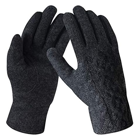 Bequemer Laden Women Winter Wool Knit Gloves Touchscreen Warmer with Warm Thermal Fleece Lining Cover